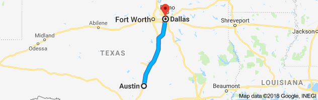 Austin to Dallas Moving Company Route