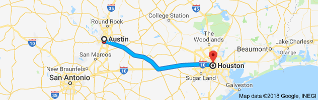 Austin to Houston Moving Company Route