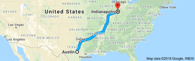 Austin to Indianapolis Moving Company Route