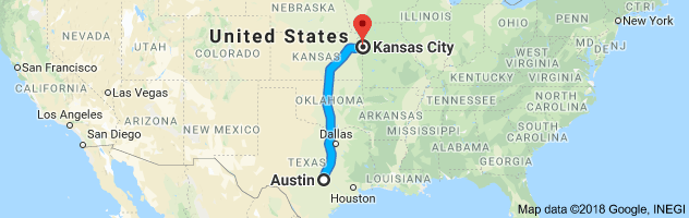 Austin to Kansas City Moving Company Route