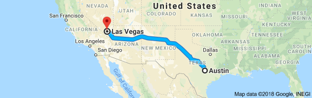 Austin to Las Vegas Moving Company Route