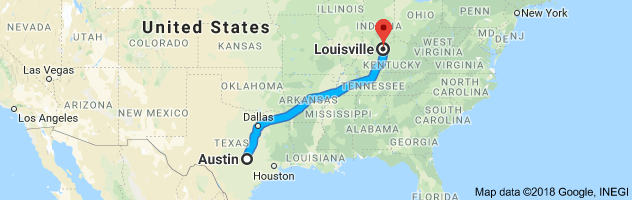 Austin to Louisville Moving Company Route
