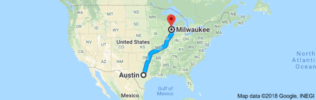 Austin to Milwaukee Moving Company Route