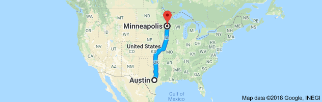 Austin to Minneapolis Moving Company Route