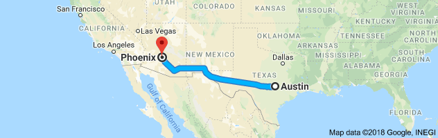 Austin to Phoenix Moving Company Route