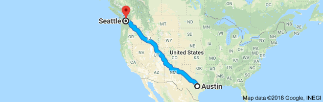 Austin to Seattle Moving Company Route