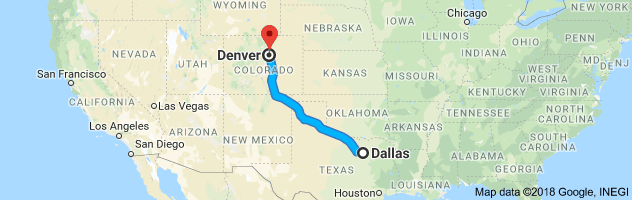 Dallas to Denver Moving Company Route