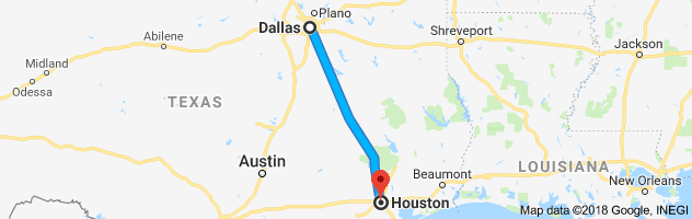 Dallas to Houston Moving Company Route