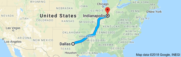 Dallas to Indianapolis Moving Company Route