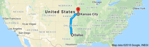 Dallas to Kansas City Moving Company Route
