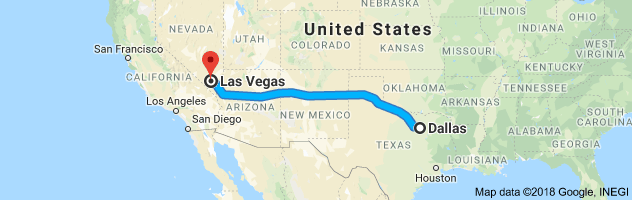 Dallas to Las Vegas Moving Company Route