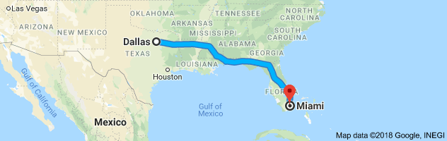 Dallas to Miami Moving Company Route