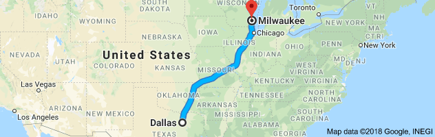 Dallas to Milwaukee Moving Company Route