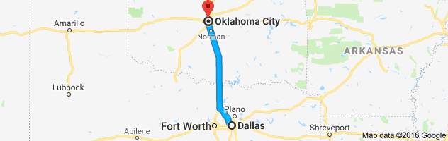 Dallas to Oklahoma City Moving Company Route