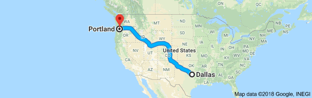 Dallas to Portland Moving Company Route