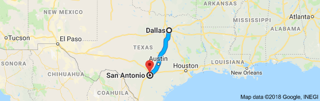 Dallas to San Antonio Moving Company Route