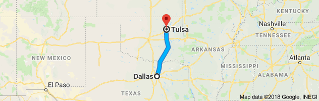 Dallas to Tulsa Moving Company Route