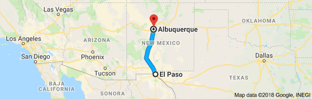 El Paso to Albuquerque Moving Company Route
