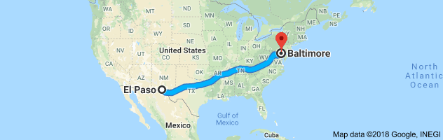El Paso to Baltimore Moving Company Route