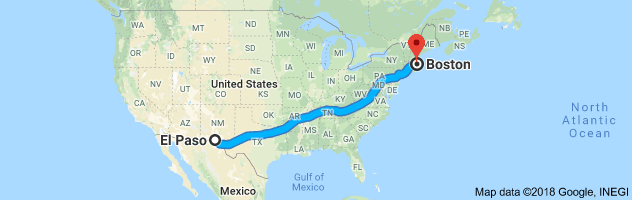 El Paso to Boston Moving Company Route
