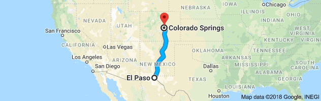 El Paso to Colorado Springs Moving Company Route