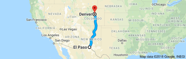 El Paso to Denver Moving Company Route