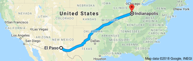 El Paso to Indianapolis Moving Company Route