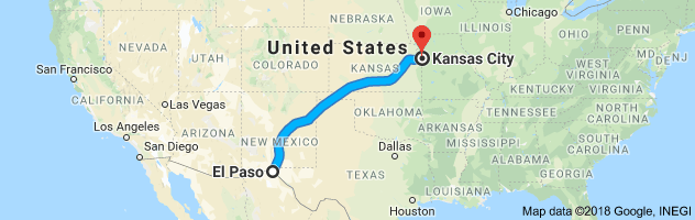 El Paso to Kansas City Moving Company Route