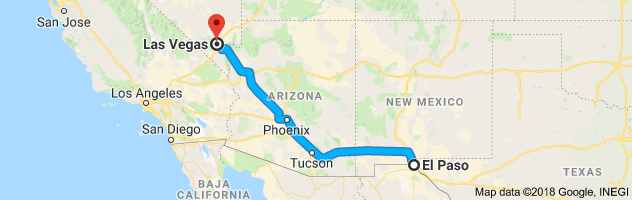 El Paso to Las Vegas Moving Company Route