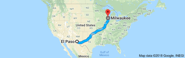 El Paso to Milwaukee Moving Company Route