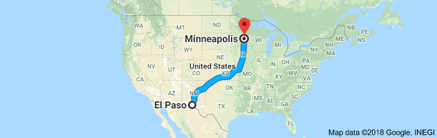 El Paso to Minneapolis Moving Company Route