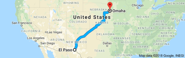 El Paso to Omaha Moving Company Route