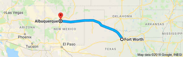 Fort Worth to Albuquerque Moving Company Route