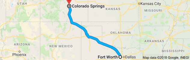 Fort Worth to Colorado Springs Moving Company Route