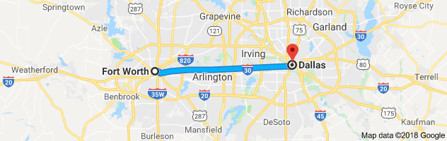 Fort Worth to Dallas Moving Company Route