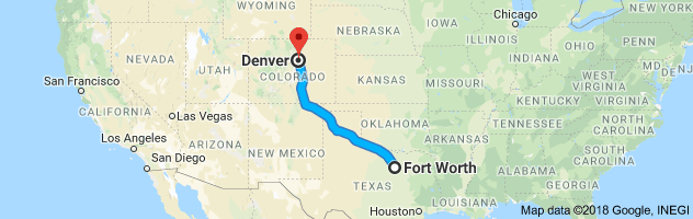 Fort Worth to Denver Moving Company Route