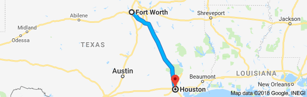 Fort Worth to Houston Moving Company Route