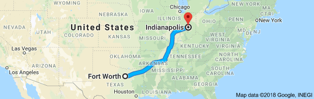Fort Worth to Indianapolis Moving Company Route