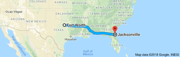 Fort Worth to Jacksonville Moving Company Route