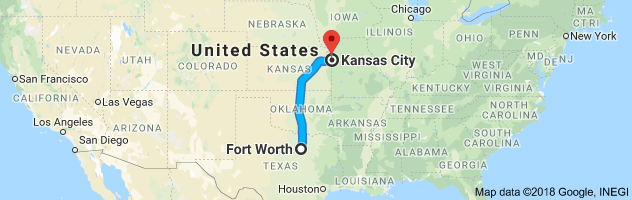 Fort Worth to Kansas City Moving Company Route