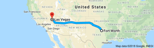 Fort Worth to Las Vegas Moving Company Route