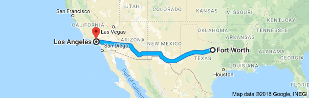 Fort Worth to Los Angeles Moving Company Route