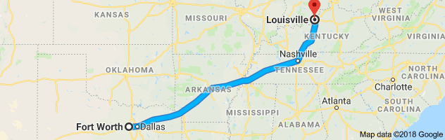Fort Worth to Louisville Moving Company Route