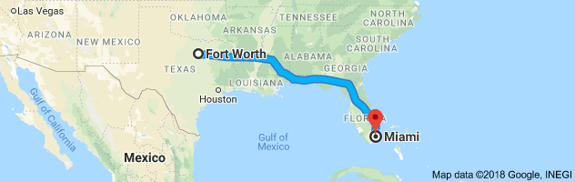Fort Worth to Miami Moving Company Route