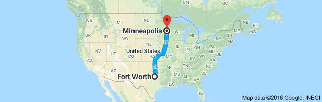Fort Worth to Minneapolis Moving Company Route