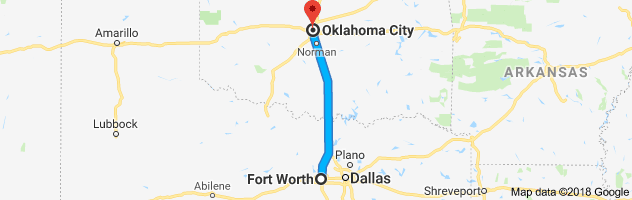 Fort Worth to Oklahoma City Moving Company Route