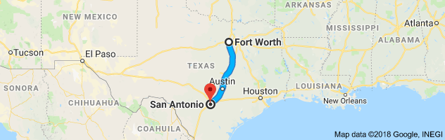 Fort Worth to San Antonio Moving Company Route