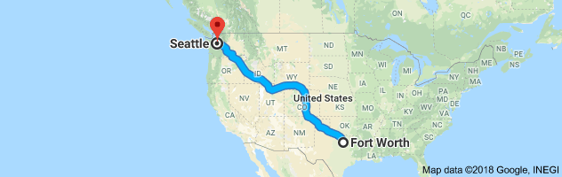 Fort Worth to Seattle Moving Company Route