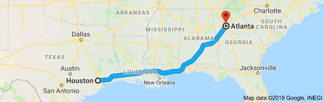 Houston to Atlanta Moving Company Route