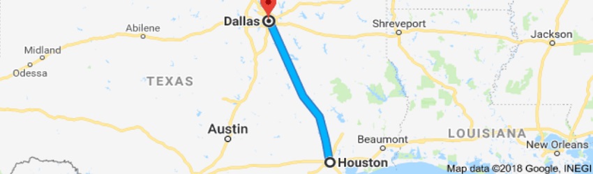 Houston to Dallas Moving Company Route
